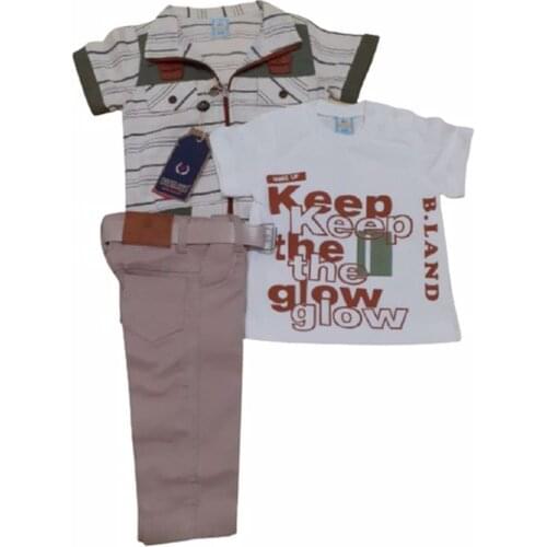 Axsera three pieces Male Child summer season cotton clothing sets Vest T-shirt + pants Suits