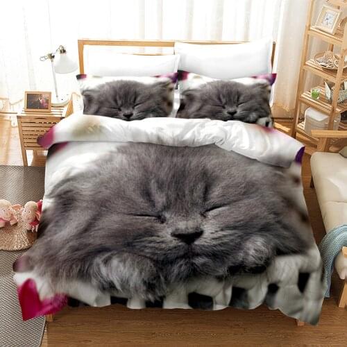 Cat Horse Pattern Bedding Set Quilt Duvet Cover Pillowcases Bed Cover Set Twin Full Queen King Single Double 2-3PCS