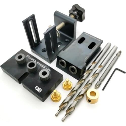 Oblique Pocket Hole Jig Locator Kit w/ Gripper 9mm Drill Bit Doweling Jig Hole Puncher For Angle Drill Guide Woodworking Tools