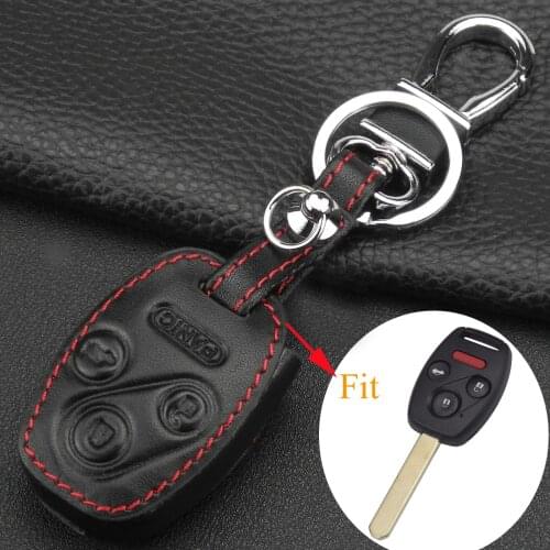Kutery 10pcs/lot 4 Buttons Car Key Cover Leather Case For Honda Accord CR-V Civic Insight Ridgeline
