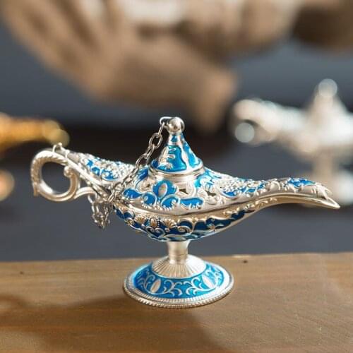 Creative Magic Lamp Shape Creative Metal Crafts Decoration Gift Small Hollow Wishing Lamp Gift
