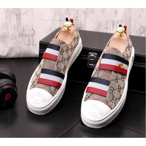 Summertime British loafers with a low top and a youth tide slat elasticized set foot social mens shoes