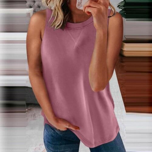 Womens Summer Solid Loose Tanks Tops Ladies OV-Neck Tops Fashion Vest Camisole Casual Sleeveless Female Tops Female Streetwear