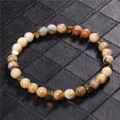 Fashion 6mm Natural Stone Labradorite Beads Bracelet Crazy Agates Beaded Charm Bracelet for Women Men Yoga Energy Jewelry Gifts