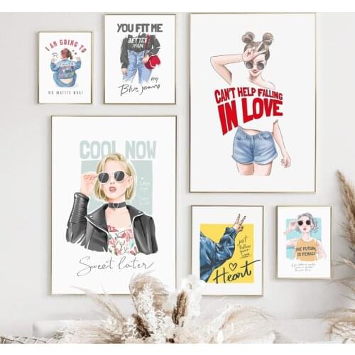 Wall Art Canvas Painting Fashion Teen Girl Cartoon Nordic Posters And Prints Wall Pictures For Living Room Gril Bedroom Decor