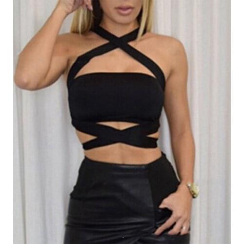 New Ladies Sexy Strapless Tube Top Fashion Cropped Bandeau Tops Underwear Bras Halter Lace-Up Bandage Crop Tops