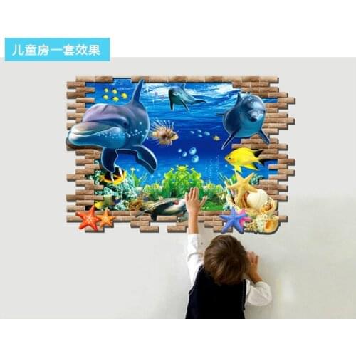 New 3D ocean stickers seabed creative wall stickers bedroom living room