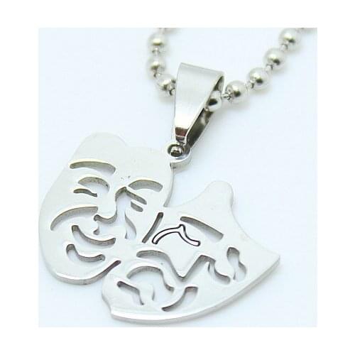 New Design Free Chain Fashion 316L Stainless Steel mask carving Pendant Necklace