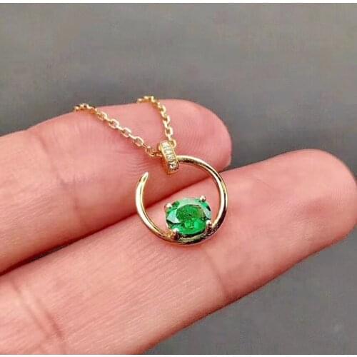 New Fashion Design 100% Natural Emerald necklace pendant Free shipping 925 sterling silver gemstone For men women