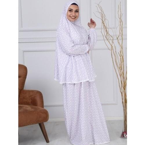 Wholesale 10 Pcs Set Muslim Full Cover Sleeve Prayer Abaya Dress Islamic Traditional Cotton Female Thin Set Ramadan Random Color