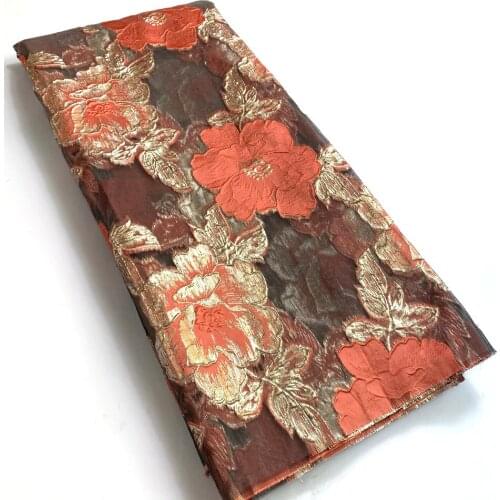 Orange Nigerian Brocade Jacquard Lace Fabric French Lace Fabric 2021 High Quality African Lace Fabric For Women Party Dress Sew
