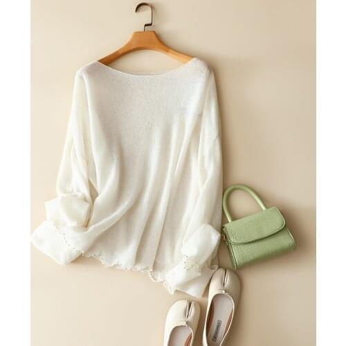 2020 autumn luxury 100% cashmere slash neck womens sweater knitted oversized solid color pullovers for elegant ladies