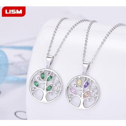 Popular 925 Sterling Silver Rely Tree of Life Pendant Necklaces Clear Green CZ Women Fashion Jewelry Brincos Gift