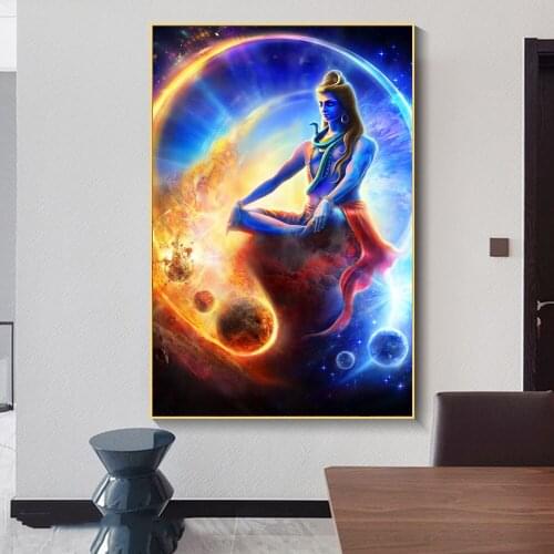 Portrait of Lord Shiva Wall Art Posters And Prints Hindu God Canvas Art Wall Paintings Hinduism Art Pictures For Living Room