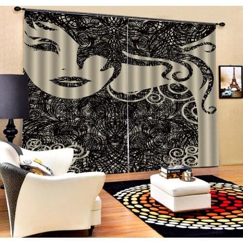 Customized size Luxury Blackout 3D Window Curtains black grils curtains for girls room Blackout curtain
