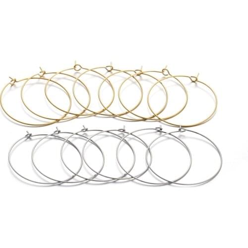 20-50Pcs Gold/Silver Stainless Steel Fashion Big Circle Wire Hoops Loop Earrings for DIY Dangle Earring Jewelry Making Findings
