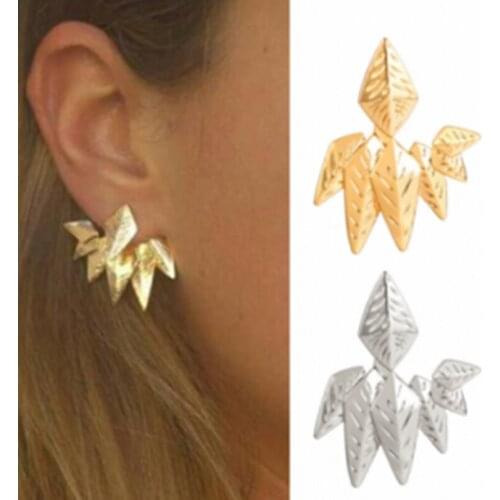2021 Korean Version Of The Alloy Leaf Earrings Gold Hollow Earrings Womens Fashion Jewelry Wholesale Jumping Earrings