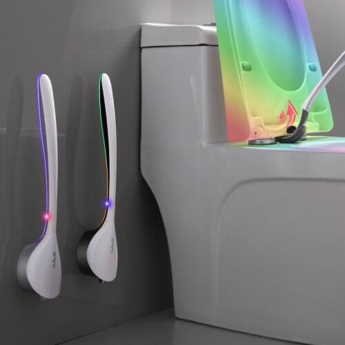 Silicone Toilet Brush with Holder Wall-Mounted No Dead Ends Decontamination Cleaning Brush Set Bathroom Tool