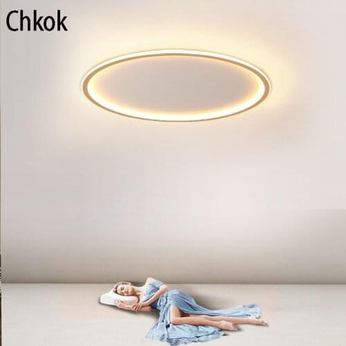 Chkok Modern Minimalist Ultra-thin Golden Ceiling Lamp Creative Round Living Room Lamp Bedroom Ceiling Lamp Indoor LED Lighting