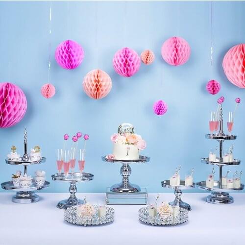 Tobs Cupcake Tower Stand Cake Decorating Crystals Cake Stand Wedding Plates Set Metal Round Party Dessert Display Decor Tray