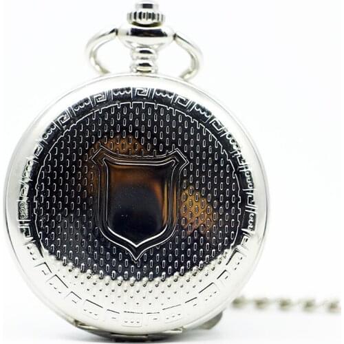 Vintage Silver Shield Design Mechanical Pocket Watch Exquisite Chain Steampunk Pendant Men Women Clock Gift PJX1227