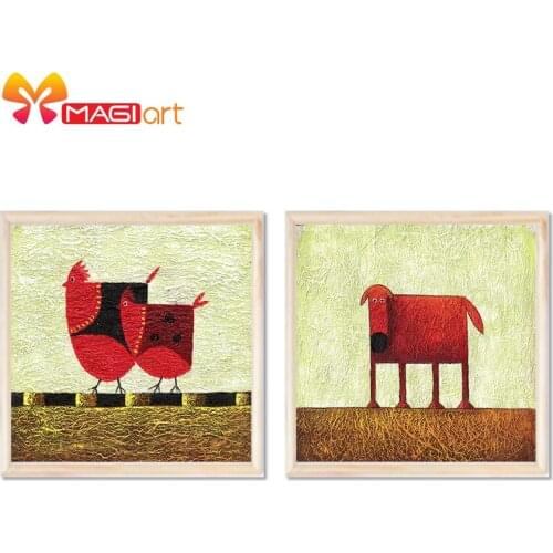 Cross stitch kits Embroidery needlework sets 11CT water soluble canvas patterns 14CT Animals The Chick And The Dog-NCMA037