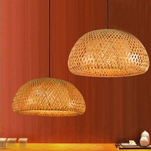 Japanese tatami lamp wooden rattan lampshade pendant lights Bar Dining room Kitchen lustre suspension bamboo wicker pendant lamp