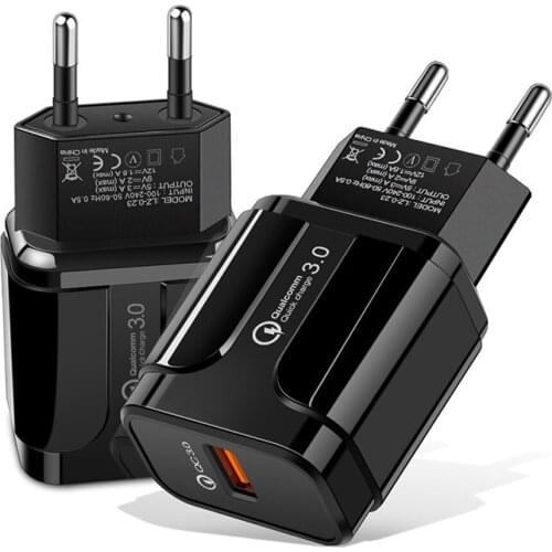 ILEPO Mobile Phone Charger Quick Charge QC 3.0 18W Fast Charging Adapter Wall Charger For iPhone 12 Samsung Xiaomi USB Charger