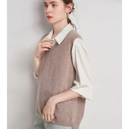 MERRILAMB Womens Top 2020 Worsted Wool Computer Knitted V-neck Vest Sweater Autumn Casual All-match Sleeveless Pullover