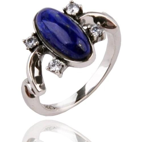 925 Sterling Silver The Vampire Diaries Elena Daylight Ring Lapis Lazuli Ring High Quality Fan Gift Fashion Women Jewelry