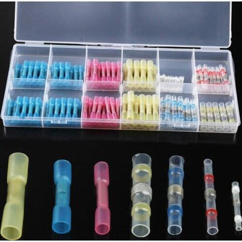 150pcs heat shrinkable butt crimping terminal, welding sealed butt electric connector, cable joint terminal kit