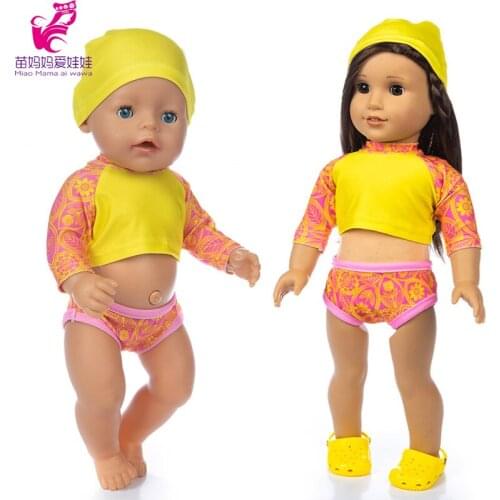 17 inch Baby Doll bikini with cap 18 Inch american og girl Doll swim clothes children gift