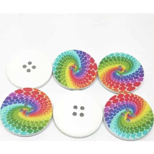 20pcs 30mm 4 Holes Beautiful Round Wood Buttons Garment Accessories Sewing Embellishments Crafts Scrapbooking