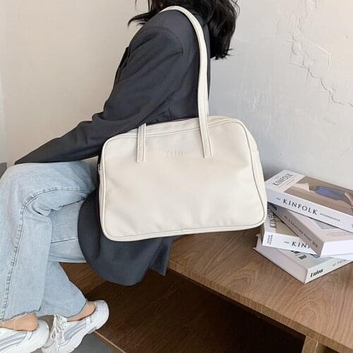 2020 new solid color tote big bag single shoulder new lady big bag PU handbag fashion all-match large capacity female bag