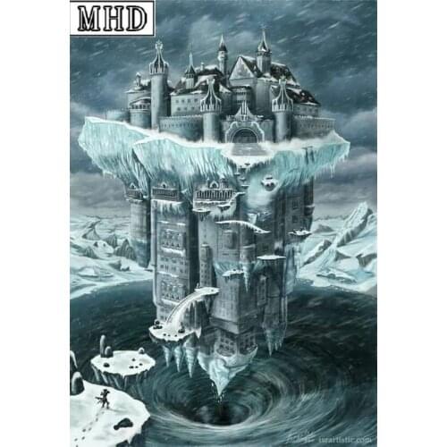 5d diy diamond painting storm castle pattern full square 3d diamond embroidered home decor kit 20x30cm