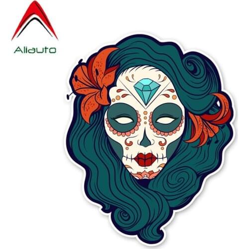 Aliauto Fashion Car Sticker Flower Skull Accessories Vinyl Decal Cover Scratches for Mazda 6 Peugeot 206 Land Rover,13cm*11cm