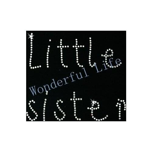 Free shipping Hot Fix Heat Transfer Rhinestone Motif Little Sister