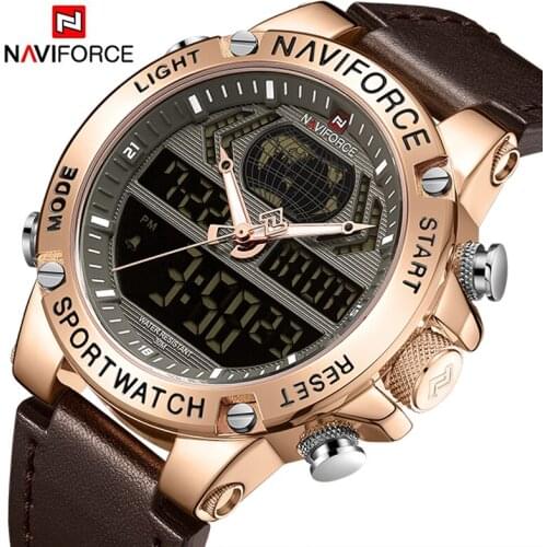 NAVIFORCE Luxury Mens Watches Military Sport Digital Chronograph Quartz Wristwatch Luminous Waterproof Clock Relogio Masculino