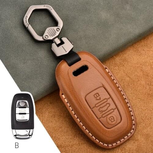 1Pcs Genuine Leather Car Remote Key Cover Case For Audi A1 A3 A4 A5 A6 A7 A8 Quattro Q3 Q5 Q7 2009 2010 2011 2012 2013 2014 2015