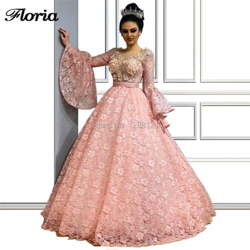 Beading Long Muslim Evening Dresses Vestidos 2020 Turkish Islamic Aibye Formal Prom Dress Puffy Dubai Party Gowns Robe De Soiree