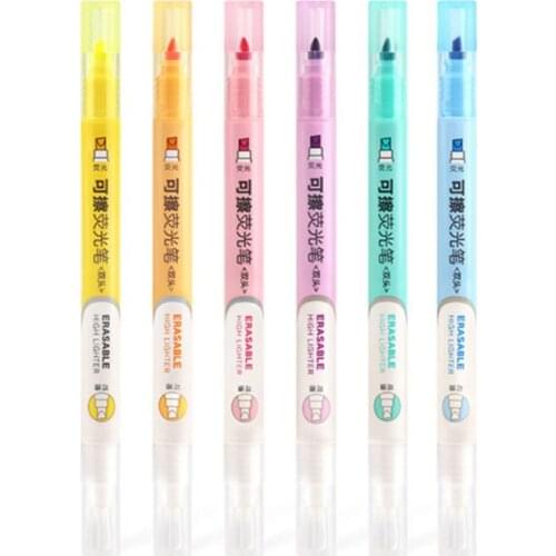 6pcs Double Head Erasable Highlighter Pen Marker Pastel Liquid Chalk Fluorescent Pencil Drawing Stationery M5TB
