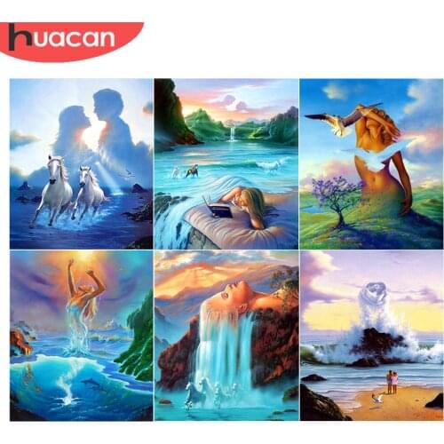 HUACAN Diamond Painting Cross Stitch Scenery Mosaic Diamond Embroidery Picture Painting Rhinestones Home Decoration