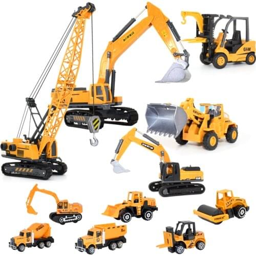 Alloy Engineering Toy Car High Quality And Playable Boy Toy 3 Sizes Excavator Crane Set Kids Cost-Effective Gift Toy