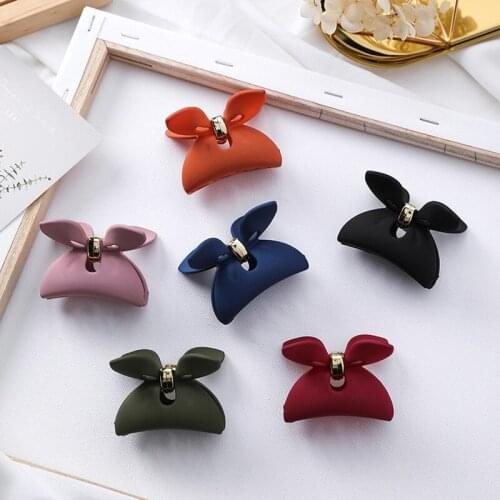 Korean New Simple Sweet Cute Large Bow Resin Pure Color Frosted Rabbit Ear Hairpin for Girl Fashion Childrens Hair Accessories