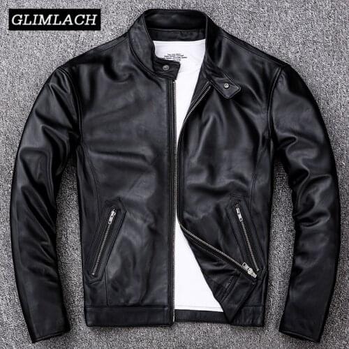 2019 Black Real Leather Lambskin Jacket Men Large Size 4XL Motorcycle Mens Jackets Genuine Sheepskin Bomber Aviator Coat Autumn