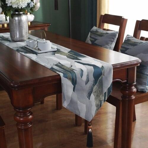 Light Luxury New Chinese Style Table Runner Tassels Rectangular Table Cloth Shoe Cabinet Covers Wedding Party Decoration