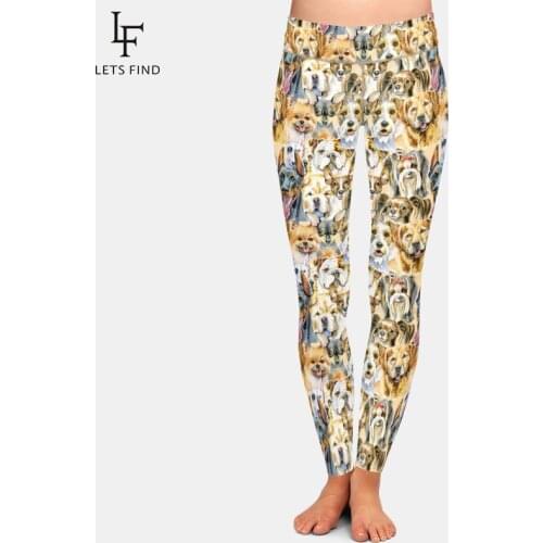 LETSFIND New Arrival 3D Animals Dogs Digital Printing High Waist Elastic Women Plus Size Casual Comfortable Fitness Leggings
