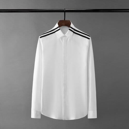 Minglu Cotton Male Shirts High Quality Long Sleeve Double Ribbon Casual Mens Dress Shirts Fashion Slim Fit Party Man Shirts 4XL