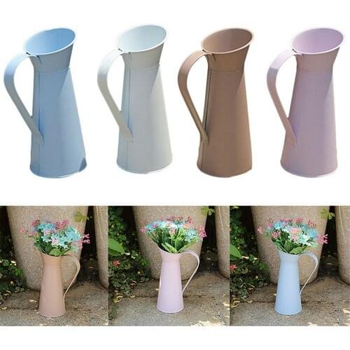 Mini Coffee Pot Shaped Flower Vase Desktop Flower Arrangement Decoration Jug Wedding Home Decor Vintage Flower Tin Vases