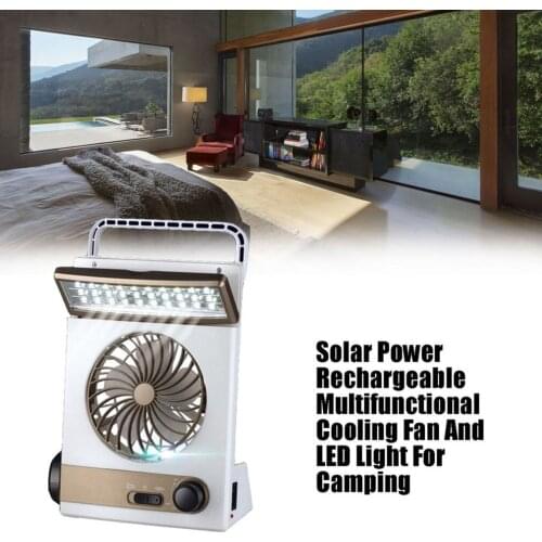 Multi-function Outdoor Solar Light With Fan Flashlight Portable 30 LEDs Table Lamp Rechargable Solar Power Fan